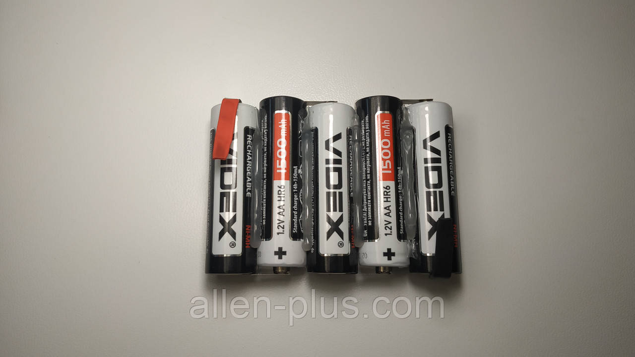 Акумуляторна збірка 6 V VIDEX AA Ni-MH 1500 mAh x5 (Батарея ААх5, 6V)