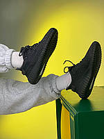 Кросівки Adidas Yeezy Boost 350 V2 Triple Black Reflective (Адідас Ізі Буст 350 чорні з рефлективні шнурки)