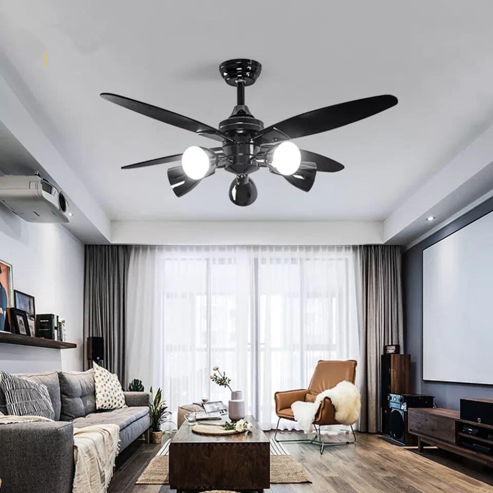 Люстра-вентилятор з пультом на 5 лампочок Diasha 30W до 25 м² колір Хром VM248801/48, фото 1