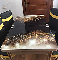 Розкладний обідній кухонний комплект стіл і стільці з 3D малюнком "Відблиски" ДСП скло 70*110 Лотос-М 3д