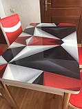 Розкладний обідній кухонний комплект стіл і стільці з 3D малюнком "Червона геометрія" ДСП скло 70*110 Лотос-М 3д, фото 3