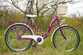 Велосипед жіночий міський Велосипед VANESSA 26 Berry з кошиком Польща