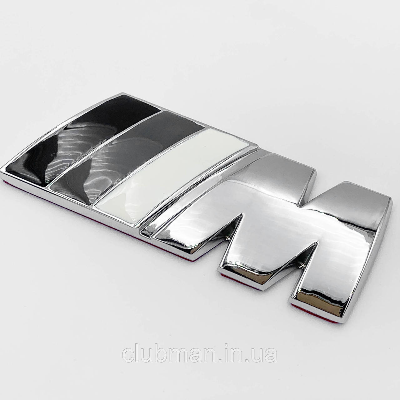 Металева емблема (логотип) M Power BMW (БМВ) на багажник Чорно-біла Хром (8.3 x 3.2см)
