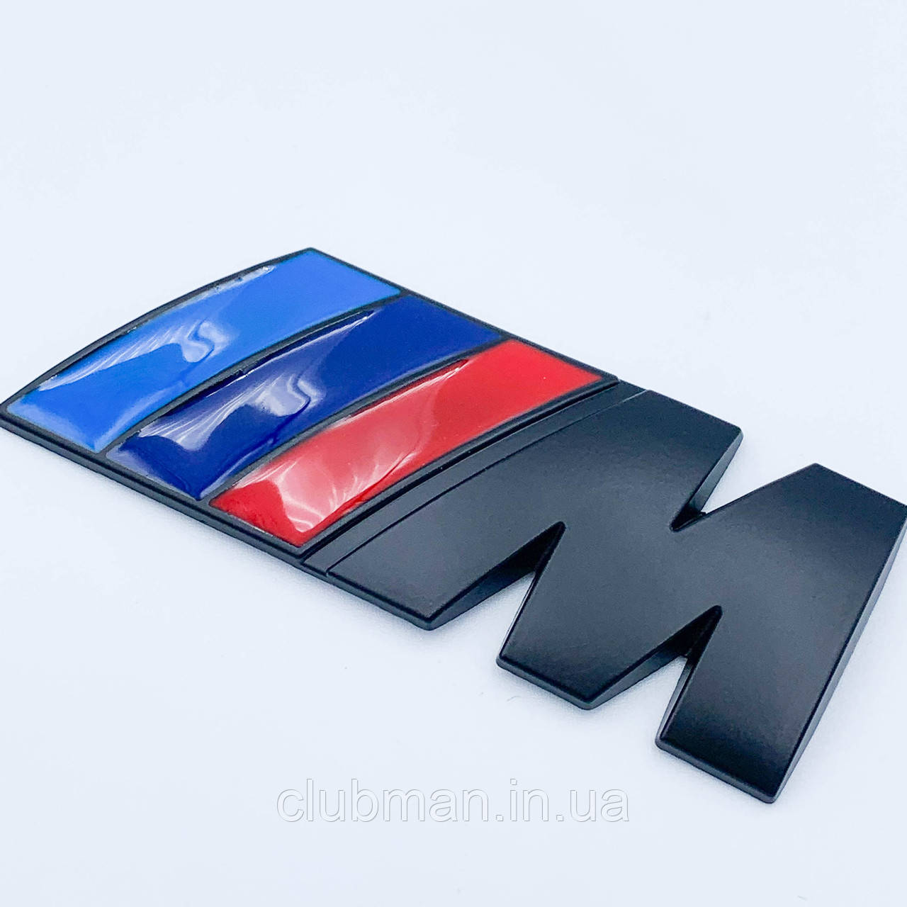 Металева емблема (логотип) M Power BMW (БМВ) на багажник Триколірна Чорна (8.3 x 3.2см)
