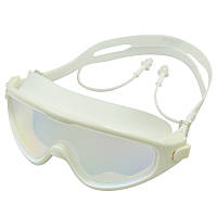 Очки полумаска для дайвинга и плавания с берушами Zelart Sprinter S1816 White