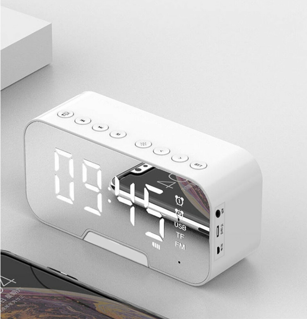 Дзеркальний Bluetooth-годинник з LED-підсвіткою 3DTOYSLAMP білий, фото 1