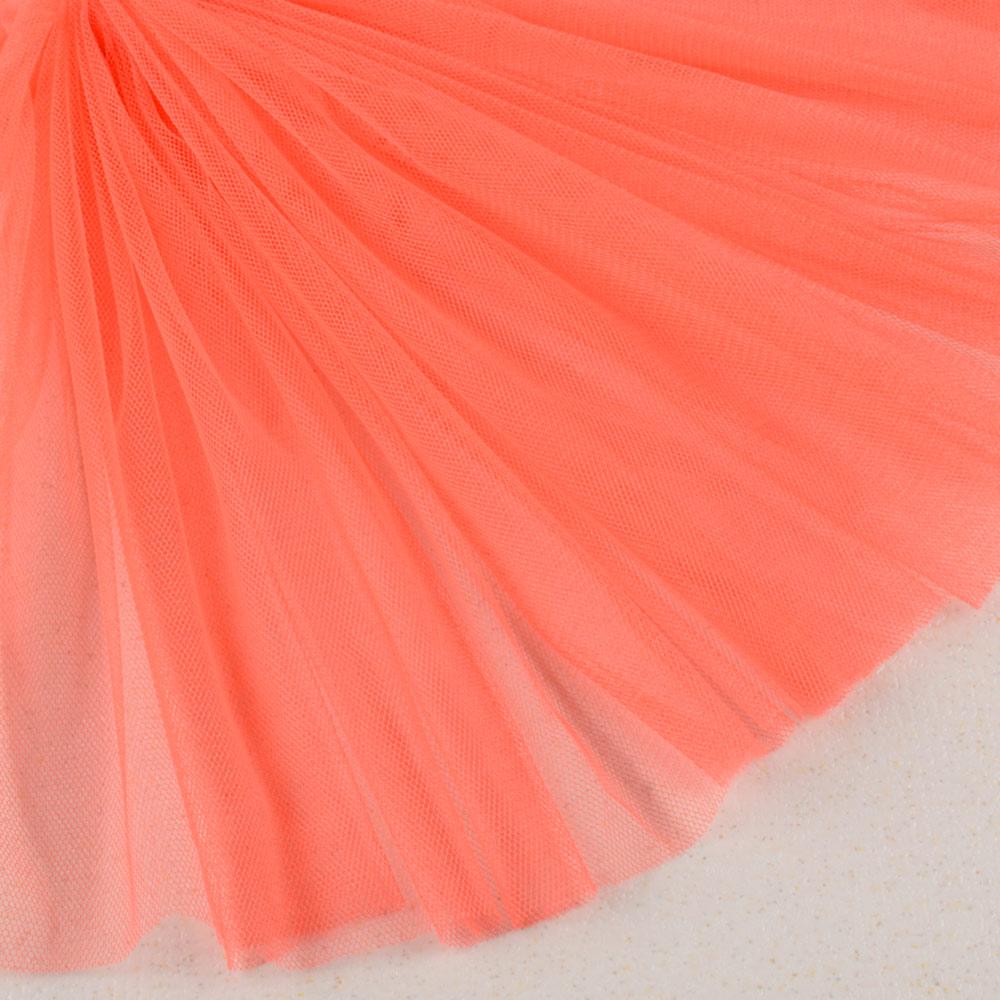 Сітка м'яка тонка коралова яскрава, ш.160