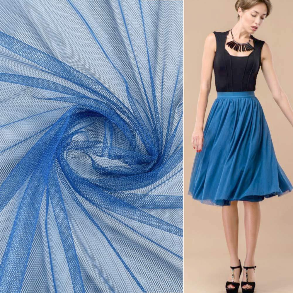 Сітка м'яка тонка синя світла ш.160