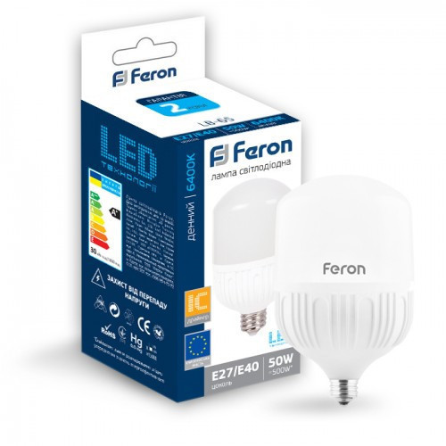Лампочка світлодіодна Feron Led LB-65 50W 4300Lm 6400K Е40/E27