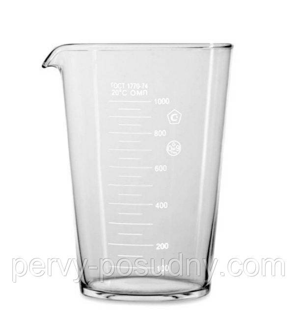 Стакан мірний 1000 мл (скляна мензурка) ГОСТ1770-74, фото 1
