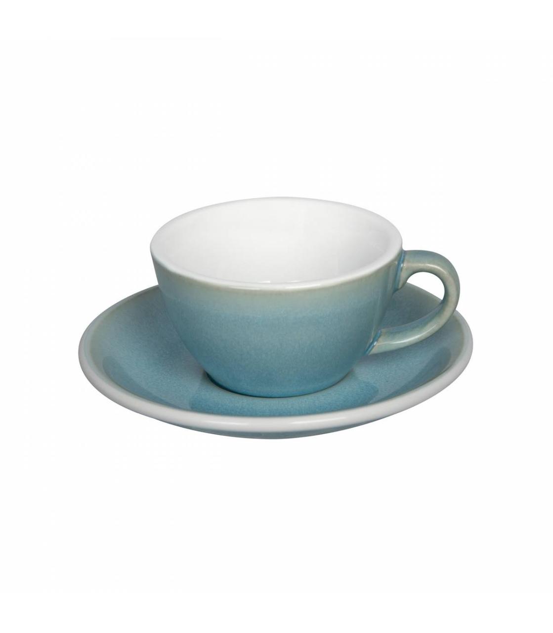Чашка і блюдце для кави з молоком Loveramics Egg Flat White, 150 мл, Ice Blue