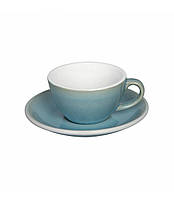 Чашка и блюдце под кофе с молоком Loveramics Egg Flat White, 150 мл, Ice Blue