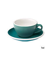 Чашка и блюдце под кофе с молоком Loveramics Egg Flat White, 150 мл, Teal