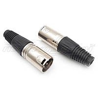 Разъем штекер XLR (Canon) 3 pin на кабель (металл)