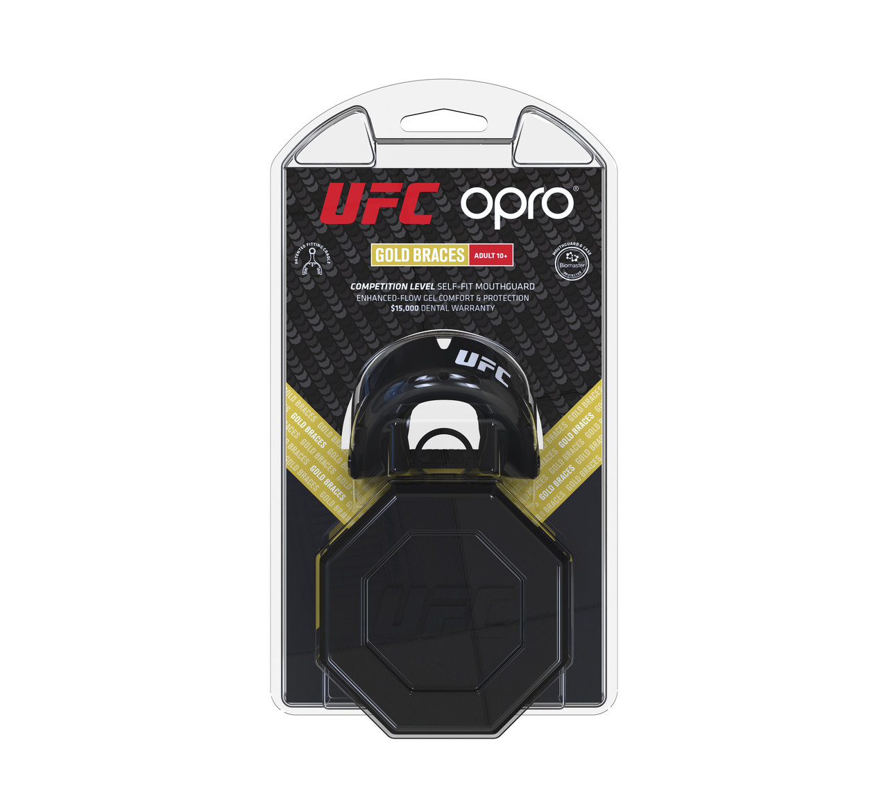 Капа OPRO Gold Braces UFC Hologram Black Metal/Silver (art.002262001) - фото 8 - id-p1415173565