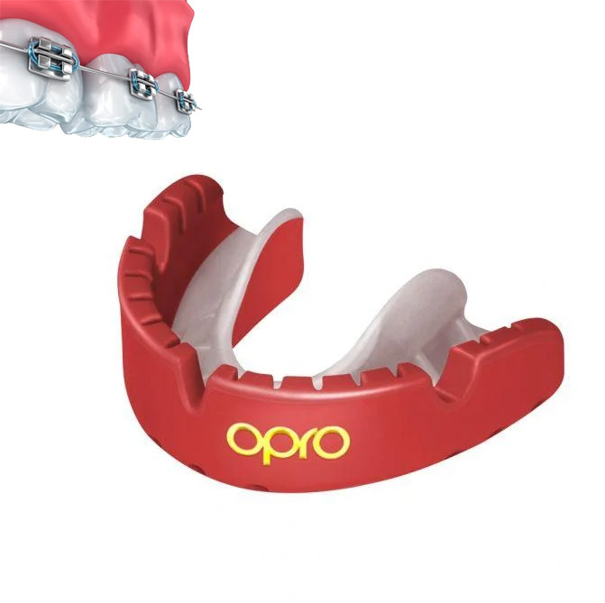 Капа OPRO Self-fit GEN4 Gold Braces Red/Pearl (art.002227008) - фото 1 - id-p1415173589