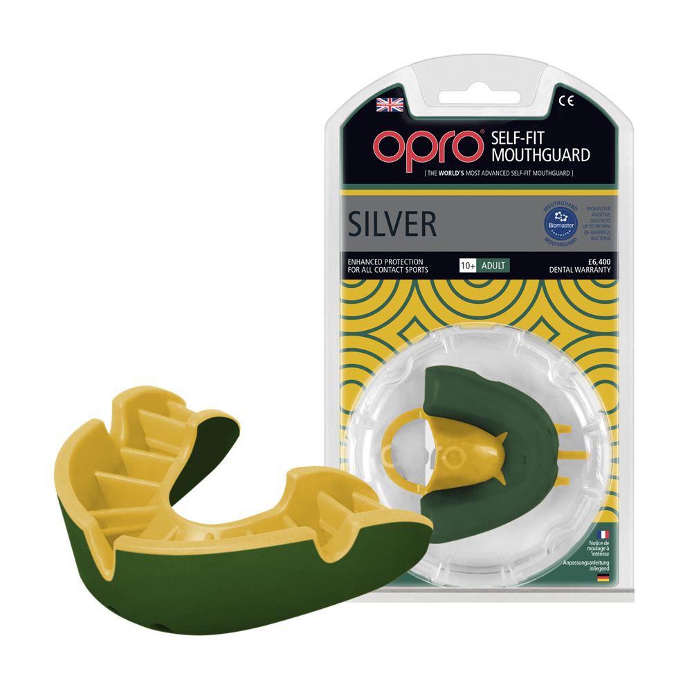 Капа OPRO Silver Green/Gold (art.002189003) - фото 1 - id-p1415174425