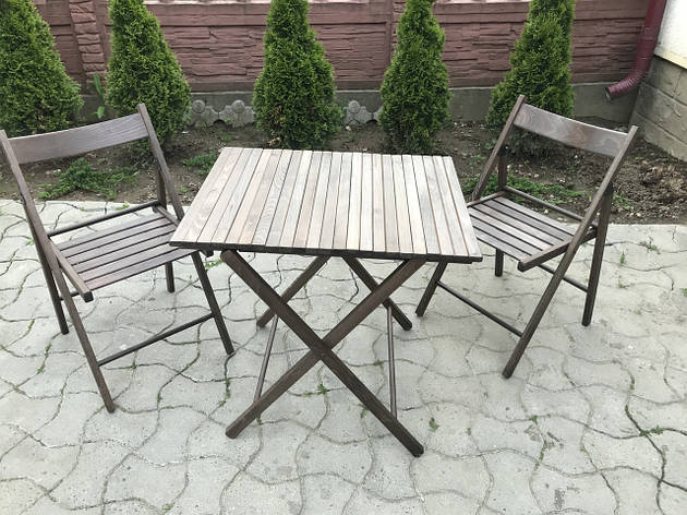 Комплект складних садових меблів. Стіл + 2 крісла.(коричневий колір), фото 1