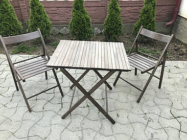 Комплект складних садових меблів. Стіл + 2 крісла.(коричневий колір)