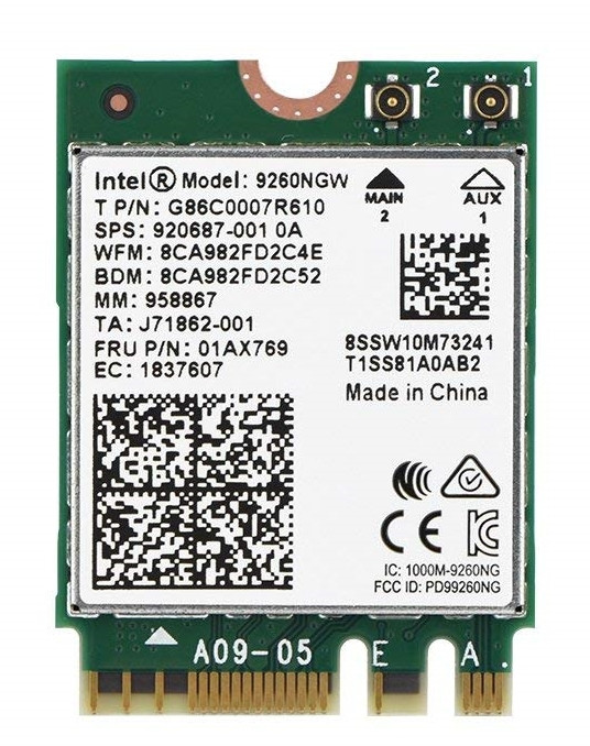 Wi-fi+BT модуль M.2 Intel Wireless-AC 926092 9260NGW 802.11 b, g, n, ac, 1.73 Gbps 2,4 GHz/5 GHz!