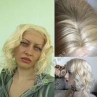 Натуральний жіночий парик баклажан з чубчиком, натуральний волосся