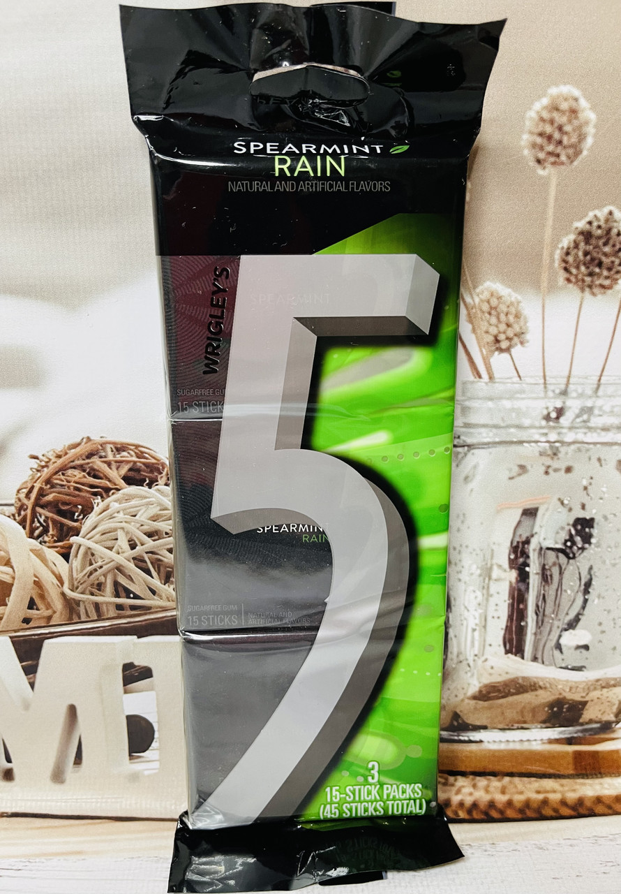 Жуйка солодка м'ята без цукру Wrigley's 5 Rain Spearmint Gum, 45шт