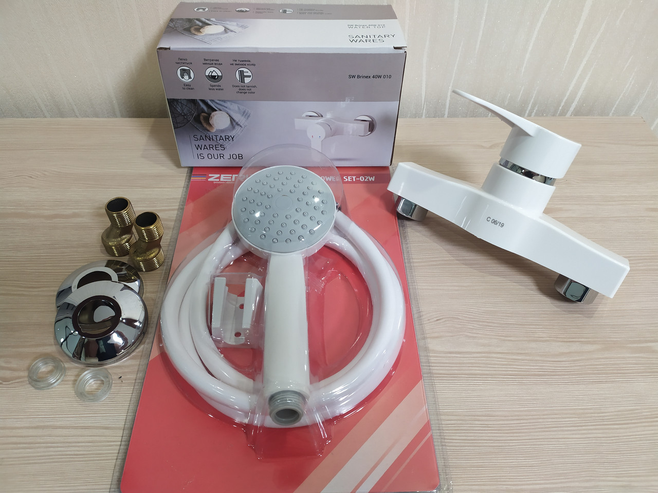 Змішувач для ванни та душу з термопластичного пластику SW Brinex 40W 010-005 пластиковий змішувач, фото 1