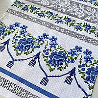 Український рушник з блакитними трояндами 43х70 см