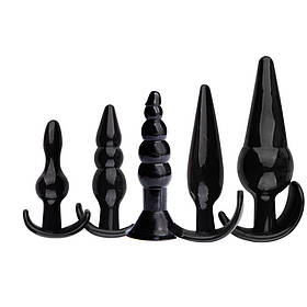 Анальна пробка 5 штук секс набір для анального сексу чорний колір