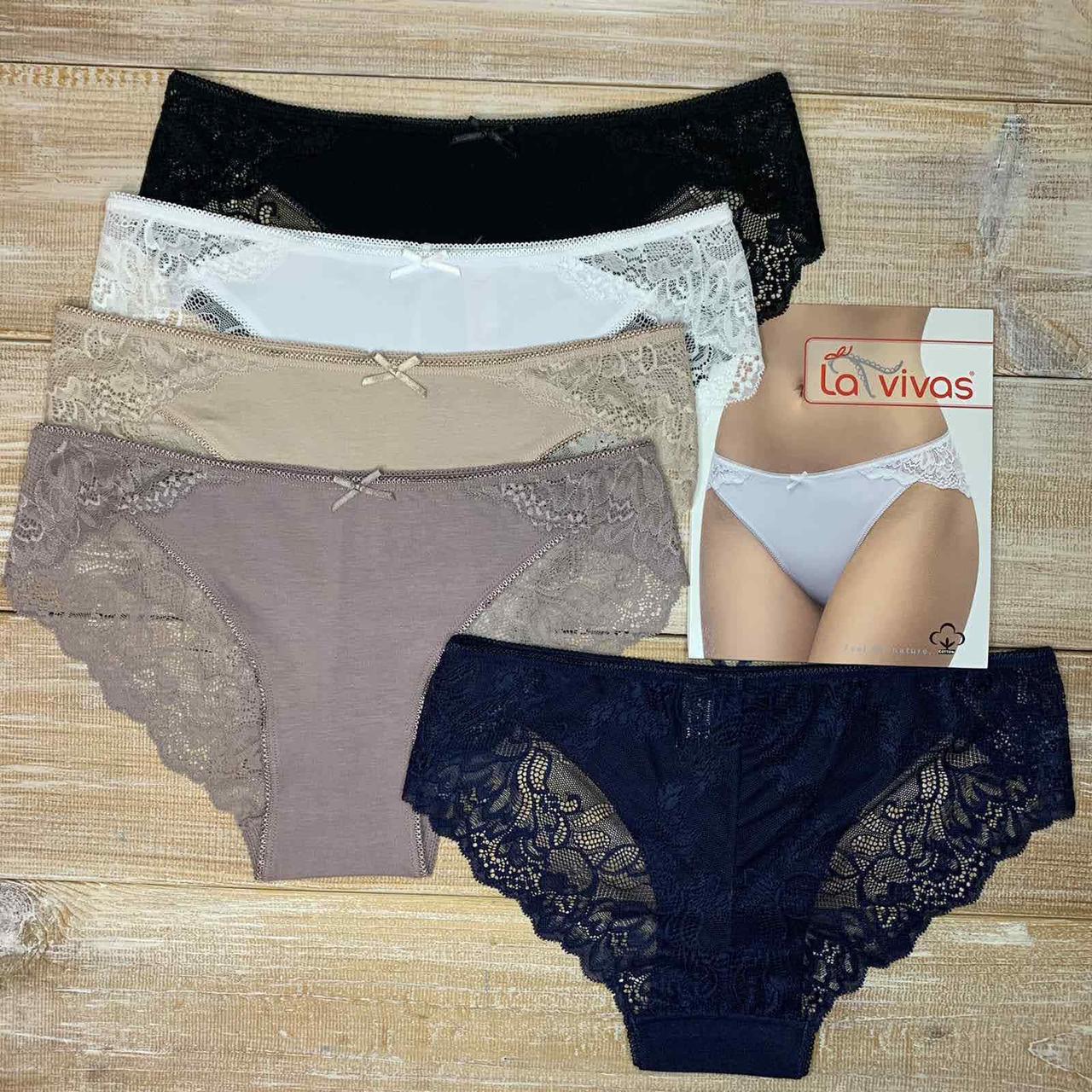 Трусики жіночі La Vivas 20293 з середньою посадкою, колір Білий + Чорний, розмір XL, фото 1