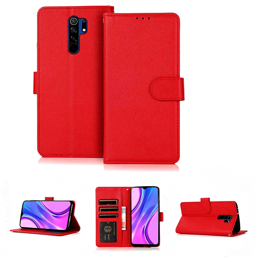 Чохол-книжка для Xiaomi Redmi Note 8 Pro червоний гаманець ремінець на руку