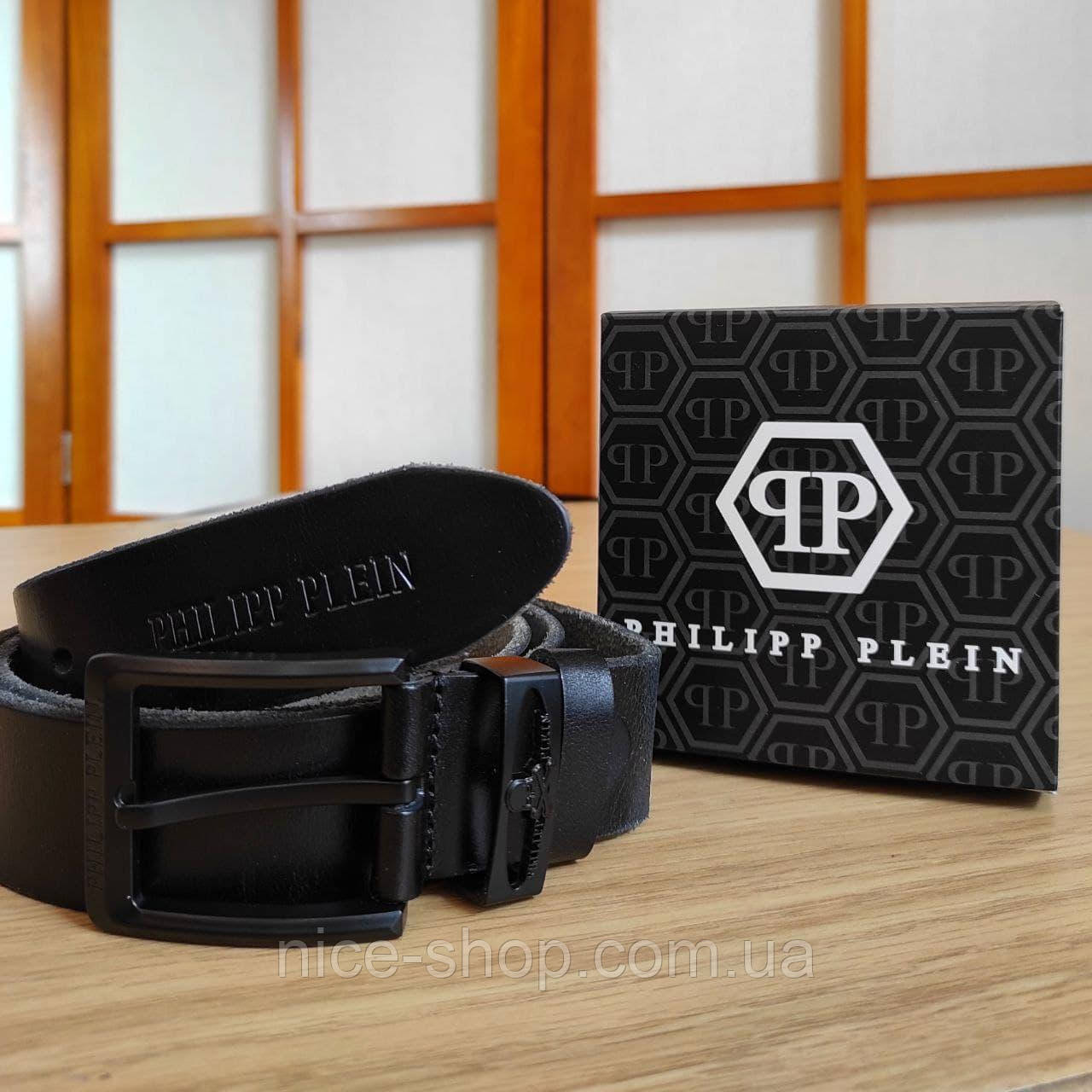 Ремінь Philipp Plein шкіряний, чорний