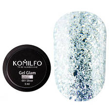 Komilfo Glam Gel Silver No001, 5 мл