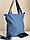 Тканинна синя еко сумка шоппер з бавовни, фото 2