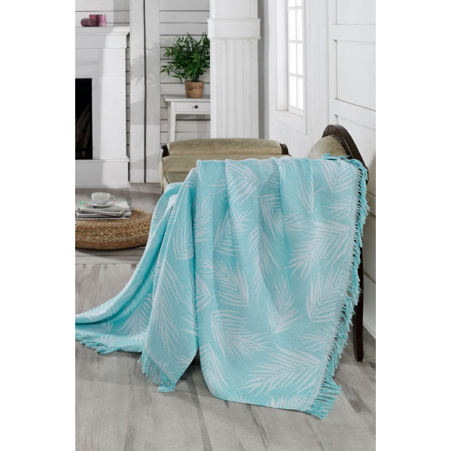 Плед-накидка Eponj Home Buldan Keten - Palmiye 170*220 Зелений