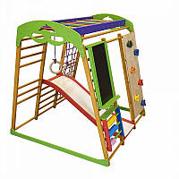Детский спортивный комплекс Карамелька Plus 4 для квартиры + мольберт, горка и скалодром для лазания
