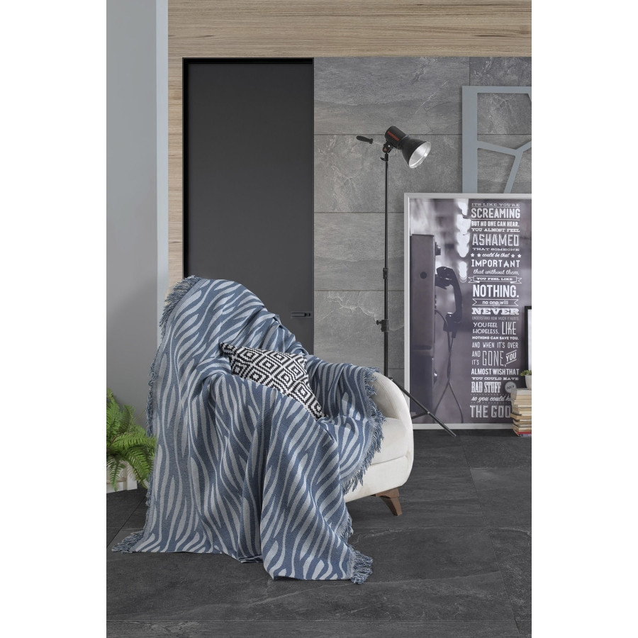 Плед-накидка Eponj Home Buldan Keten - Verda 170*220 Сірий Синій