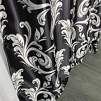 Штори велюр блекаут вензель чорні з білим шифоновим тюлем ALBO (SHTN-202-29), фото 6