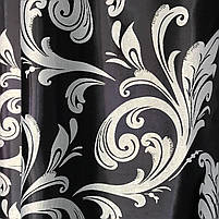 Штори велюр блекаут вензель чорні з білим шифоновим тюлем ALBO (SHTN-202-29), фото 5