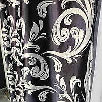 Штори велюр блекаут вензель чорні з білим шифоновим тюлем ALBO (SHTN-202-29), фото 8