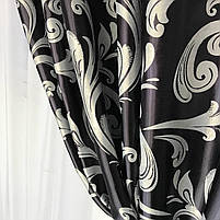 Штори велюр блекаут вензель чорні з білим шифоновим тюлем ALBO (SHTN-202-29), фото 10
