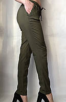 Літні жіночі штани на гумці Прямі жіночі медичні штани великих розмірів кольору хакі