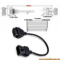 Переходник с разъема OPEL 10pin на OBD2 16pin кабель для автомобилей OPEL и Vauxhall