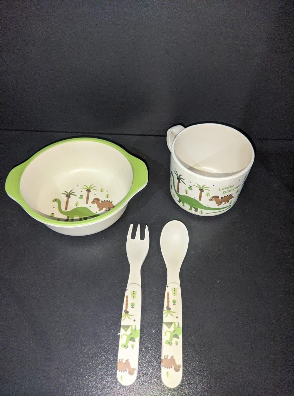 УЦІНКА! Набір дитячого бамбукового посуду Stenson MH-2773-4 динозаври, 5 предметів, фото 1