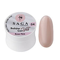 Гель для наращивания ногтей SAGA Builder Gel Veil, Rose Pink №4, 15 мл