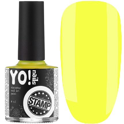 Лак для стемпінгу YoNails №13 8 мл, неоновий жовтий, фото 1