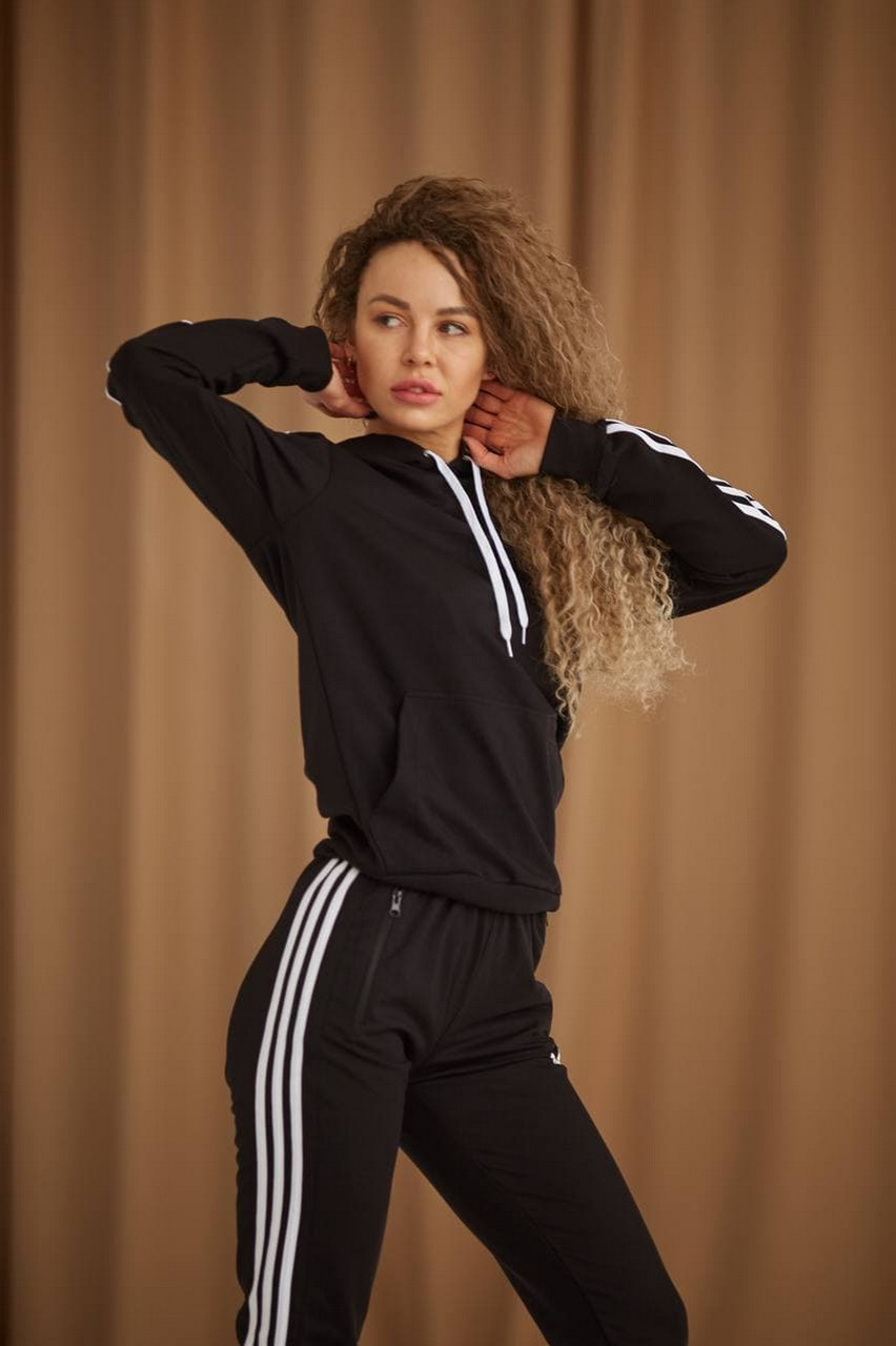 Спортивный костюм женский Adidas черный Комплект худи штаны Адидас весенний осенний с лампасами: продажа, цена в Киеве. Спортивные костюмы от "Tonishop.com.ua" - 1415294269