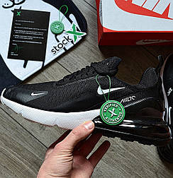 Чоловічі кросівки Nike Air Max 270 "Black/White" літні весна-літо повсякденні чорні. Живе фото