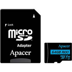 Картка пам'яті MicroSDXC 64 GB UHS-I/U3 Class 10 Apacer + SD adapter