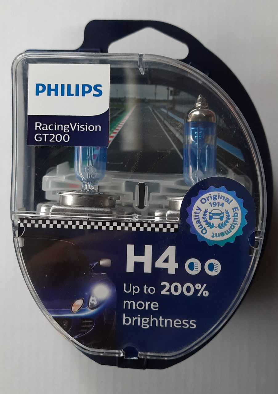 Лампа галогенова Philips Racing Vision GT200 H4 + 200% 12v